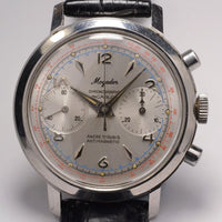 MONTRE CHRONOGRAPHE SUISSE MOGADOR ACIER LANDERON 1960 VINTAGE WATCH