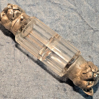 Beau flacon double ancien à parfum et sels en cristal taillé