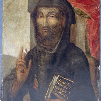 Tableau Religieux Ancien Huile Bois Portrait Saint Renaissance XVIe-XVIIe