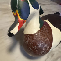 Canard mandarin en bois massif sculpté, leurre vintage du capitaine harry jobes