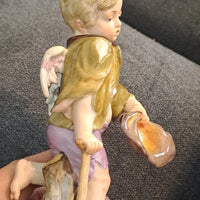 Ancien Sujet Sculpture Ange Statue Porcelaine Meissen Germany 18ème 19ème