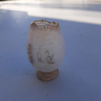 Rare Ancien Petit Vase Daum Nancy Gardeuse D Oies Verre Givré. Bordé D Or.