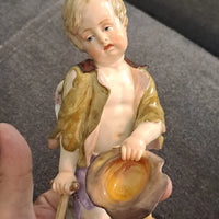 Ancien Sujet Sculpture Ange Statue Porcelaine Meissen Germany 18ème 19ème