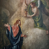 Tableau Ancien Agonie Jésus Christ Jardin des Oliviers Peinture Religieuse 18ème