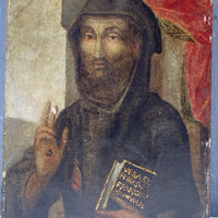 Tableau Religieux Ancien Huile Bois Portrait Saint Renaissance XVIe-XVIIe