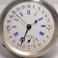 MONTRE GOUSSET ARGENT 3 AIGUILLES 12H ET 24H VINTAGE 1890 POCKET WATCH