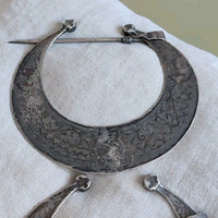Ancienne paire de fibules berbère argent massif poinçons
