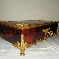 Coffret de table placage écailles style Louis XV Signé Rischmann Pau