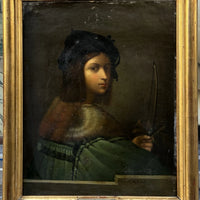 Tableau Ancien Huile Portrait Joueur de Violon Homme Renaissance Raphael XIXe