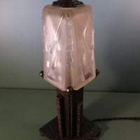 Lampe art deco, skyscraper, building. Fer forgé, muller lunéville.