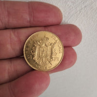 Piece de 50 francs or napoléon 3 , 1858a