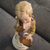 Ancien Sujet Sculpture Ange Statue Porcelaine Meissen Germany 18ème 19ème