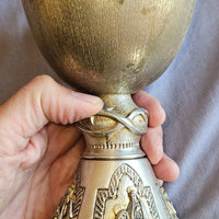 Calice italien en argent massif et restes de dorure  vermeil