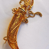 Superbe bijou ancien en or 18 k broche avec couteau et son étui