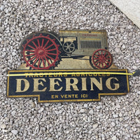 Ancienne Plaque En Tôle Tracteur Agricole DEERING Plaque Publicitaire