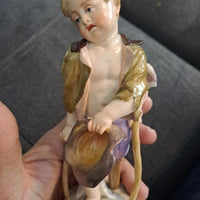 Ancien Sujet Sculpture Ange Statue Porcelaine Meissen Germany 18ème 19ème