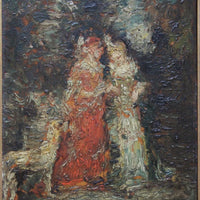 Tableau hsp elégantes avec chien adolphe monticelli (1824-1886) ecole française