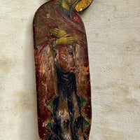Tableau Ancien Portrait Vierge Marie en Prière Peinture Religieuse Icône  Bois