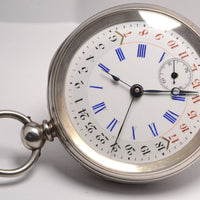 MONTRE GOUSSET ARGENT 3 AIGUILLES 12H ET 24H VINTAGE 1890 POCKET WATCH