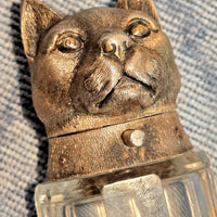 Beau flacon double ancien à parfum et sels en cristal taillé