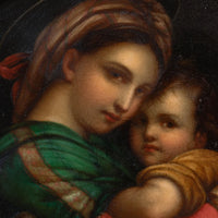 XIXème Huile Tondo sur cuivre d'après le vieux maître italien Raphaël  Cadre doré ancien
