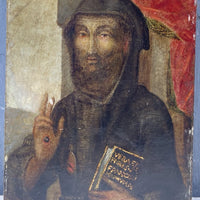 Tableau Religieux Ancien Huile Bois Portrait Saint Renaissance XVIe-XVIIe