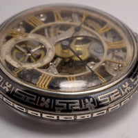 MONTRE ANCIENNE RARE GOUSSET SQUELETTE ARGENT NIELLO 1900 VINTAGE POCKET WATCH