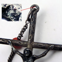 Ancien gros Chapelet en perles de corail facettées et argent massif poids 36 G