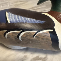Canard mandarin en bois massif sculpté, leurre vintage du capitaine harry jobes