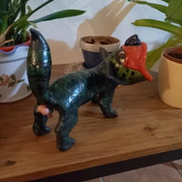 Sculpture Grès émaillé de Jacky COVILLE intituléé Un petit chat vert