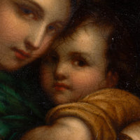 XIXème Huile Tondo sur cuivre d'après le vieux maître italien Raphaël  Cadre doré ancien