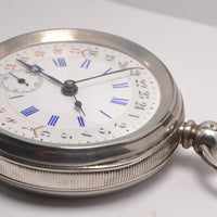 MONTRE GOUSSET ARGENT 3 AIGUILLES 12H ET 24H VINTAGE 1890 POCKET WATCH
