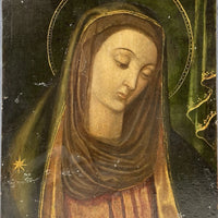 Tableau Religieux Ancien Huile Cuivre Portrait Vierge Renaissance XVIe-XVIIe