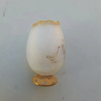 Rare Ancien Petit Vase Daum Nancy Gardeuse D Oies Verre Givré. Bordé D Or.