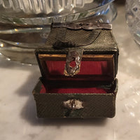 Rare et ancien sac de voyage en cuir de poupée Bleuette Jumeau Bru 1900 HT