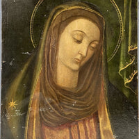 Tableau Religieux Ancien Huile Cuivre Portrait Vierge Renaissance XVIe-XVIIe