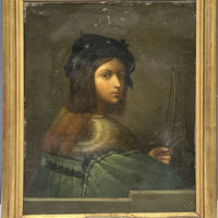 Tableau Ancien Huile Portrait Joueur de Violon Homme Renaissance Raphael XIXe