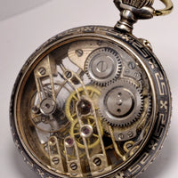 MONTRE ANCIENNE RARE GOUSSET SQUELETTE ARGENT NIELLO 1900 VINTAGE POCKET WATCH
