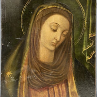 Tableau Religieux Ancien Huile Cuivre Portrait Vierge Renaissance XVIe-XVIIe