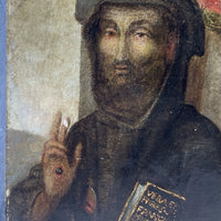 Tableau Religieux Ancien Huile Bois Portrait Saint Renaissance XVIe-XVIIe