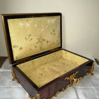 Coffret de table placage écailles style Louis XV Signé Rischmann Pau