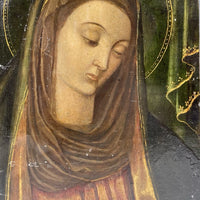 Tableau Religieux Ancien Huile Cuivre Portrait Vierge Renaissance XVIe-XVIIe