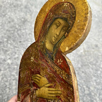 Tableau Ancien Portrait Vierge Marie en Prière Peinture Religieuse Icône  Bois