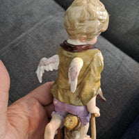 Ancien Sujet Sculpture Ange Statue Porcelaine Meissen Germany 18ème 19ème