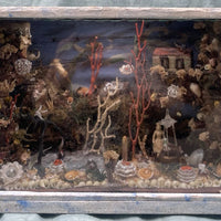 Diorama Verre filé Nevers 19è XIXè Art populaire Paysage Animaux Curiosité Rare