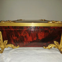 Coffret de table placage écailles style Louis XV Signé Rischmann Pau