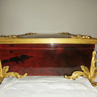 Coffret de table placage écailles style Louis XV Signé Rischmann Pau