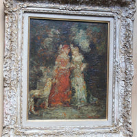 Tableau hsp elégantes avec chien adolphe monticelli (1824-1886) ecole française