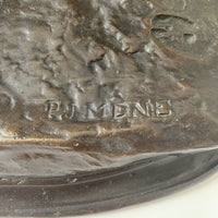 Sculpture en bronze combat de cerfs